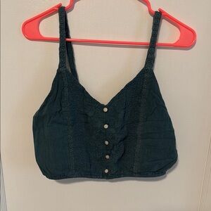 American Eagle Outfitters Black Sleeveless Crop Tank Top
